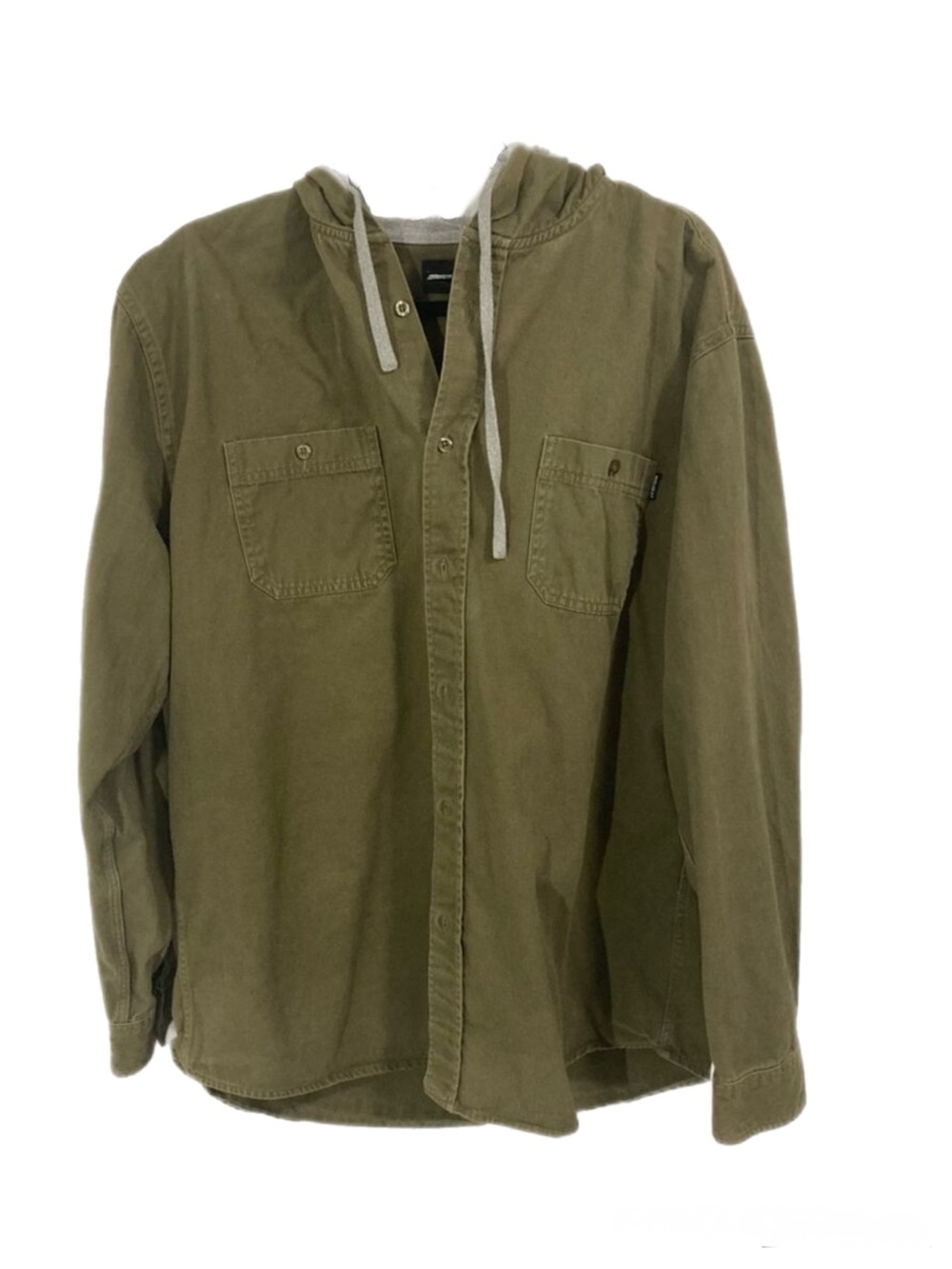 Men's Hooded Military Field Shirt Jacket in Olive